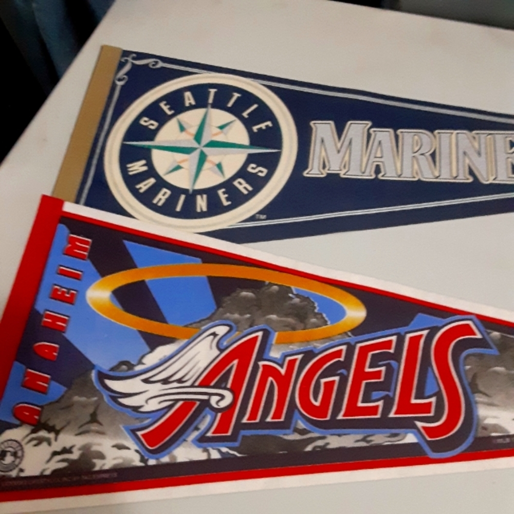 AL West,  2 of 5 Team Felt Pennants,  Vintage